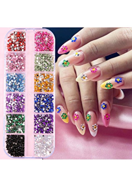 12 Renk Süsleme Taşı Kutulu Nail Art