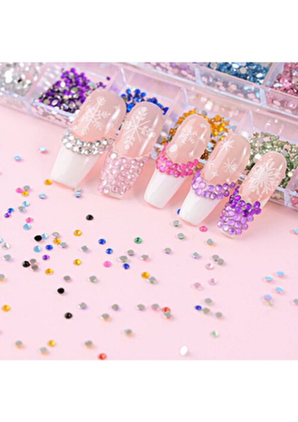 12 Renk Süsleme Taşı Kutulu Nail Art