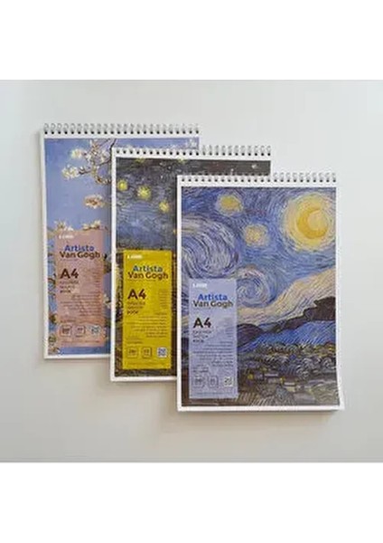 Lems Artista A4 Van Gogh A4 3lü Set Eskiz Defteri 200 Gr. Sketchbook