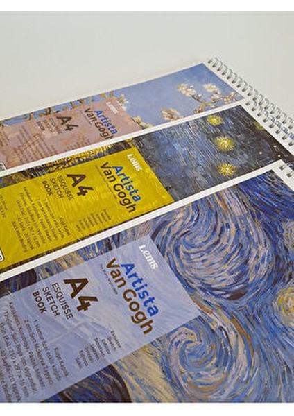 Lems Artista A4 Van Gogh A4 3lü Set Eskiz Defteri 200 Gr. Sketchbook