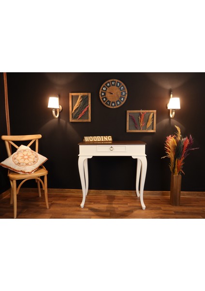 80 cm Çekmeceli Masif Beyaz Ceviz Dresuar