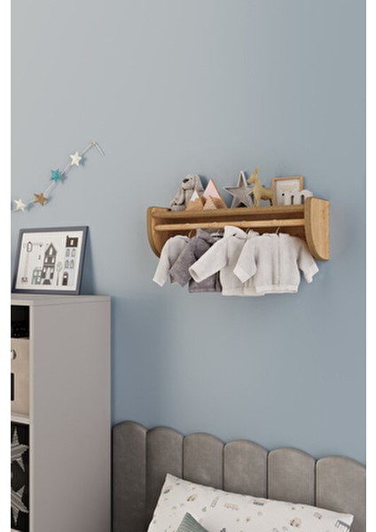 Montessori Ikili Çok Amaçlı Mdflam Dekoratif Duvar Rafı - Safir Meşe modelleri
