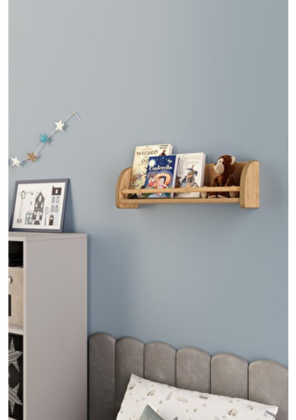 Montessori Ikili Çok Amaçlı Mdflam Dekoratif Duvar Rafı - Safir Meşe fırsatları