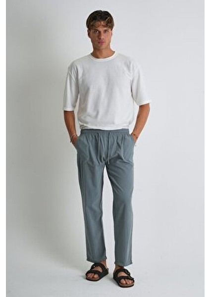 Erkek Büyük Beden %100 Pamuk Keten Görünümlü Pantolon E206