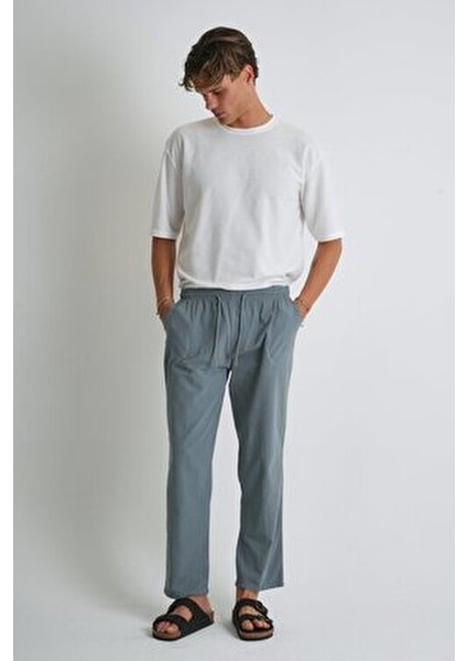 Erkek Büyük Beden %100 Pamuk Keten Görünümlü Pantolon E206