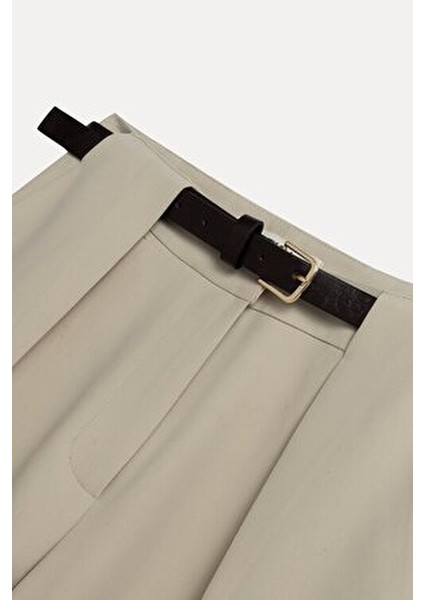 Kemerli Straight Fit Pantolon