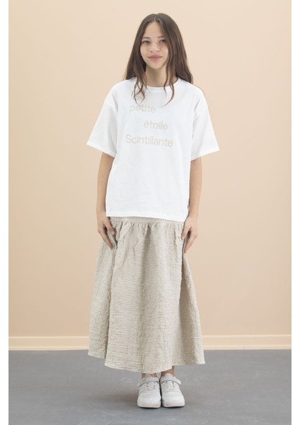 Bej Kız Çocuk Kısa Kol Tişörtlü Etekli Takım 20548 modelleri