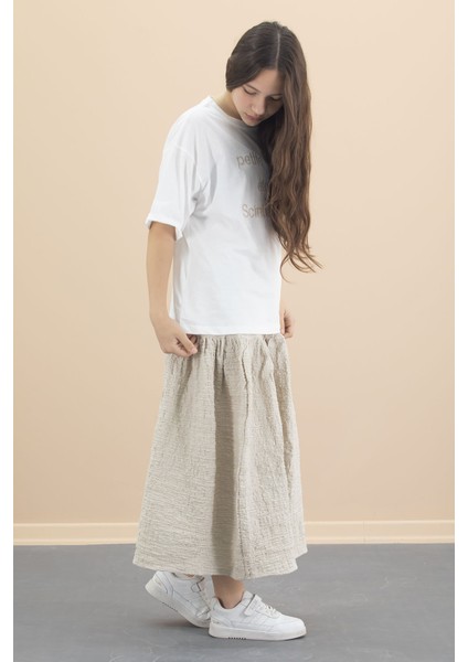 Bej Kız Çocuk Kısa Kol Tişörtlü Etekli Takım 20548 indirimleri