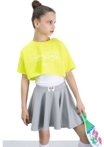 Gri Beli Lastikli Fitilli Kız Çocuk Tenis Eteği 21043 indirimleri