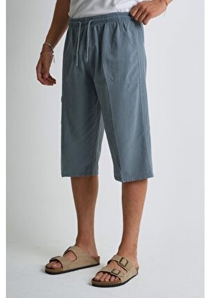 Erkek Kargo Cep %100 Pamuk Keten Görünümlü Kapri E207 modelleri