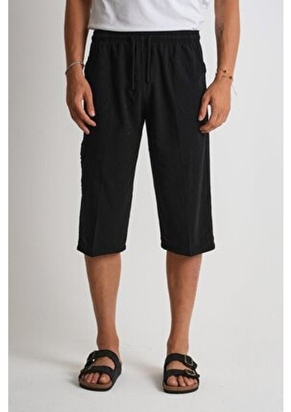 Erkek Kargo Cep %100 Pamuk Keten Görünümlü Kapri E207