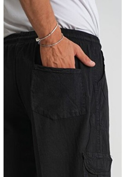 Erkek Kargo Cep %100 Pamuk Keten Görünümlü Kapri E207