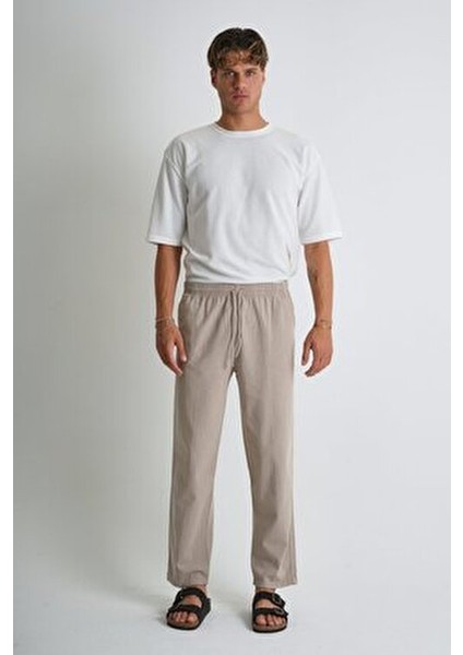 Erkek Büyük Beden %100 Pamuk Keten Görünümlü Pantolon E206