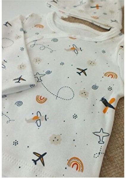 %100 Pamuk 5 Parça Unisex Uçak Model Hastane Çıkışı Takım Seti fırsatları