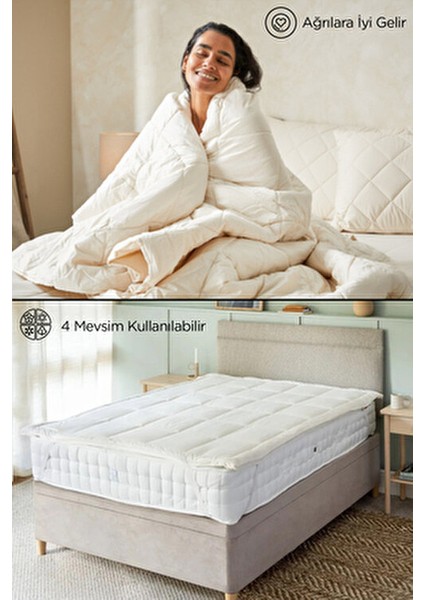 Kuzu Yünü Yatak Alezi Köşe Lastikli Koruyucu | %100 Doğal Merinos Yün Ped Tek Çift Battal modelleri