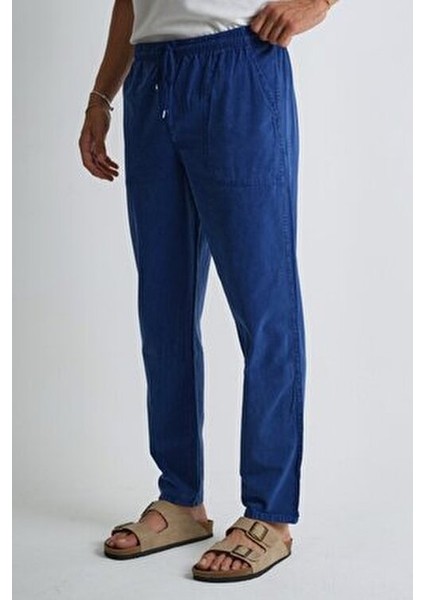 Erkek Büyük Beden %100 Pamuk Keten Görünümlü Pantolon E206