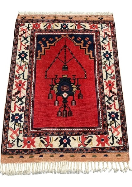 El Dokuma Sıfır Dazkırı Halısı Seccade 90X125 Kiremit Kök Boya Yün Namazlık Kiremit