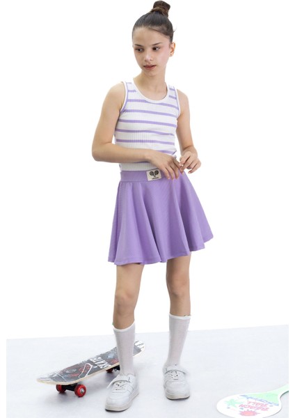 Lila Beli Lastikli Fitilli Kız Çocuk Tenis Eteği 21038 fiyatları