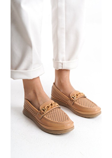 Kadın Zincir Detaylı Delikli Yumuşak Hafif Günlük Yazlık Anne Loafer Ayakkabı fiyatları