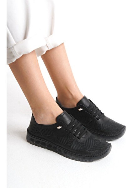 Hakiki Deri Delikli Yazlık Yumuşak Rahat Esnek Bağcıklı Günlük Anne Casual Kadın Ayakkabı fırsatları