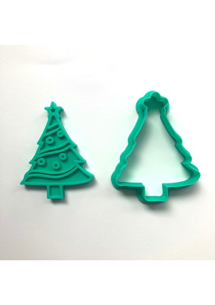 Süslü Yılbaşı Ağacı Kurabiye Kalıbı | Yıldızlı ve Desenli | Yeni Yıl Partisi Özel modelleri