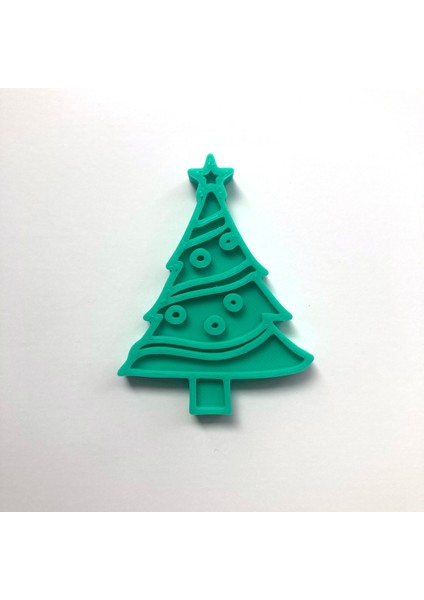 Süslü Yılbaşı Ağacı Kurabiye Kalıbı | Yıldızlı ve Desenli | Yeni Yıl Partisi Özel