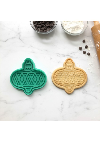Yılbaşı Ağaç Süsü Kurabiye Kalıbı ve Damga Seti - Geometrik Desenli
