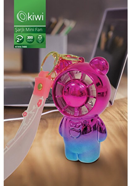 KFAN-7400 Şarjlı Portatif Taşınabilir Ultra Sessiz Mini Fan