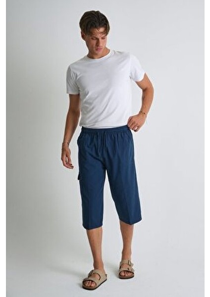 Erkek Kargo Cep %100 Pamuk Keten Görünümlü Kapri E207