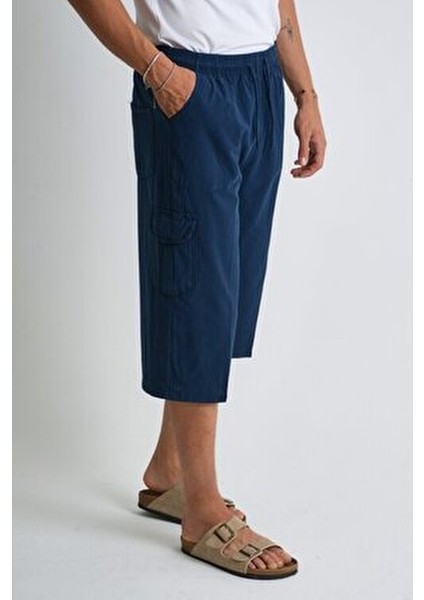 Erkek Kargo Cep %100 Pamuk Keten Görünümlü Kapri E207 modelleri