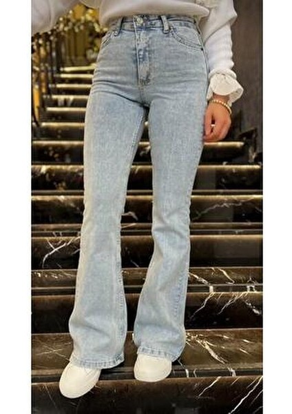 Yüksekbel Likralı Ispanyol Paça Jeans modelleri