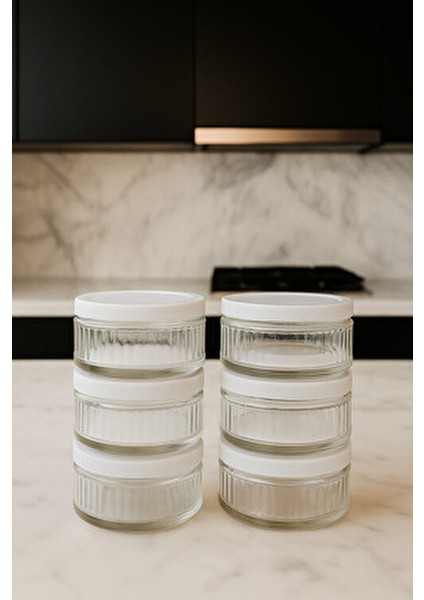 6'lı Hava Geçirmez Cam Saklama Kabı Seti - 140 cc | Kırık Beyaz Kapaklı, Sızdırmaz Saklama Kabı modelleri