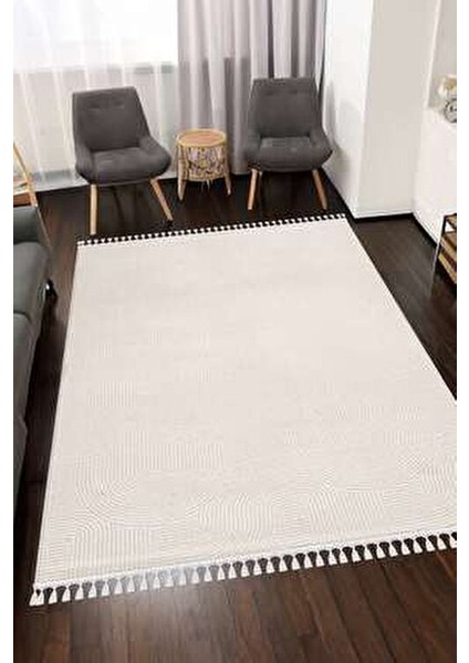 Rölyef Joy Krem Kaymaz Taban Kesme Halı Yolluk Pon Pon fırsatları