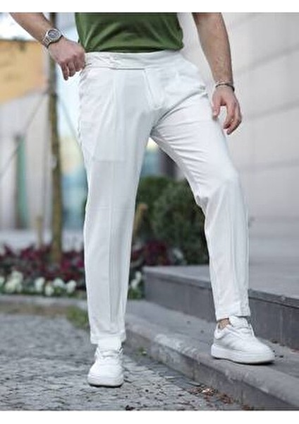 Erkek Slim Fit Old Money Pileli Duble Paça Pamuk-Elastan Kumaş Pantolon fiyatları
