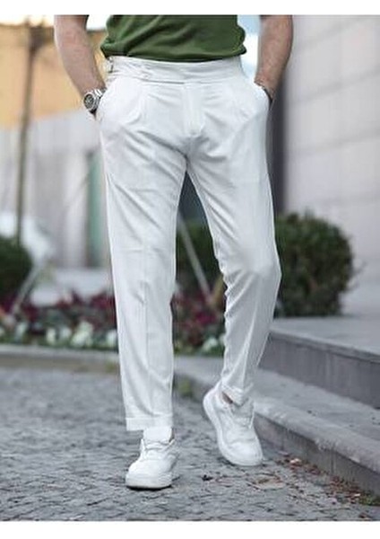 Erkek Slim Fit Old Money Pileli Duble Paça Pamuk-Elastan Kumaş Pantolon modelleri