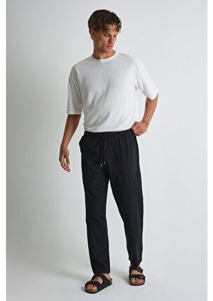 Erkek Büyük Beden %100 Pamuk Keten Görünümlü Pantolon E206