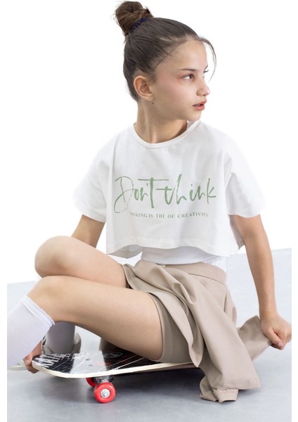 Bej Beli Lastikli Fitilli Kız Çocuk Tenis Eteği 21040 modelleri