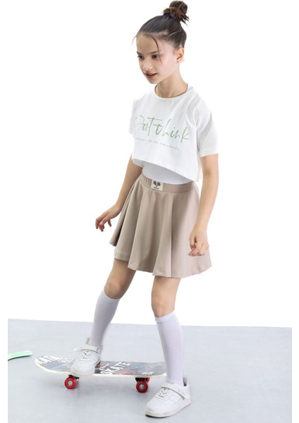 Bej Beli Lastikli Fitilli Kız Çocuk Tenis Eteği 21040 indirimleri