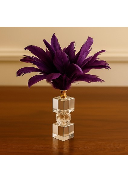 Kristal Tasarım Üstü Tüylü Dekoratif Obje 32X22