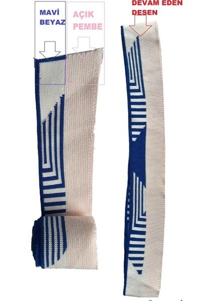Triko Dokuma Ribana Şerit 1 Adet 95 cm En 5 cm Boy Mavi Beyaz Açık Pembe T501 fiyatları
