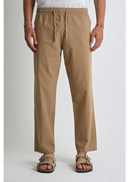 Erkek Büyük Beden %100 Pamuk Keten Görünümlü Pantolon E206