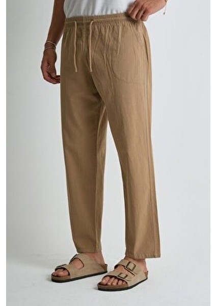 Erkek Büyük Beden %100 Pamuk Keten Görünümlü Pantolon E206