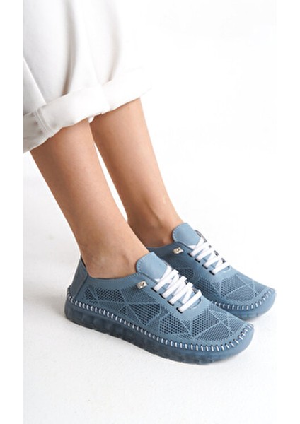 Hakiki Deri Delikli Yazlık Yumuşak Rahat Esnek Bağcıklı Günlük Anne Casual Kadın Ayakkabı fırsatları