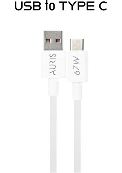 Auris 67 Watt Hızlı Şarj Aleti Type C Kablo + USB Şarj Başlığı Yüksek Hızlı Şarj Göstergesi Çıkaran fırsatları