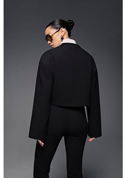 Diagonal Crop Blazer Ceket