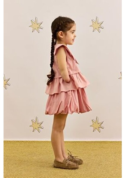 Peplum Gömlek Kız Çocuklar İçin Düz Pembe Renkli Şık Askılı Model fırsatları