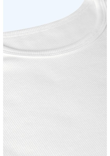 Kadın Modal Fitilli T-Shirt Ekru Renk fırsatları