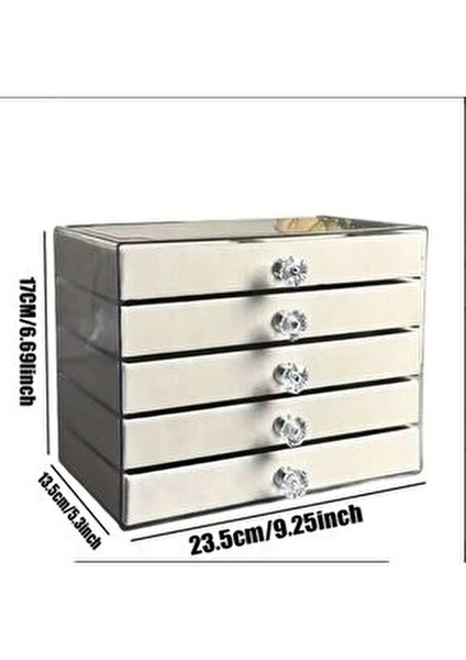 5 Katlı Şeffaf Akrilik Kadife Takı Kutusu Yüzük Kolye Küpe Bileklik Organizeri modelleri