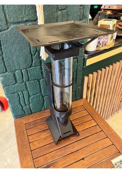 Portatif Mini Cam Pelet Soba Kamp,balkon,teras Tipi Yüksek Kalite - Pürmüz ve Pelet Hediyeli