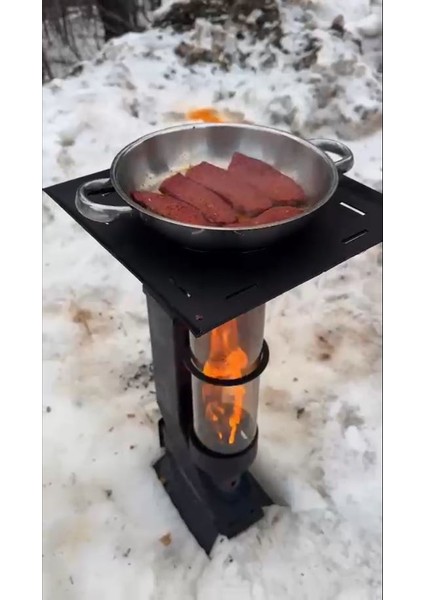 Portatif Mini Cam Pelet Soba Kamp,balkon,teras Tipi Yüksek Kalite - Pürmüz ve Pelet Hediyeli